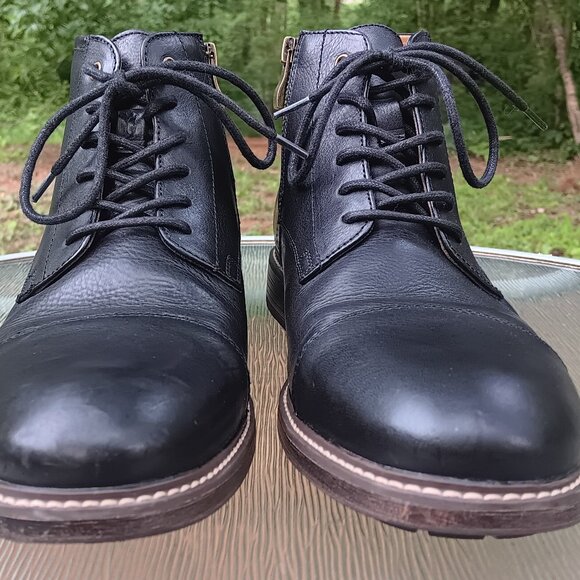 Men's Aston Grey Lollan Black Leather Ankle Boots Size 10.5 M - Picture 8 of 12